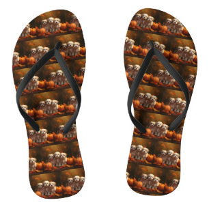 Havaneser Welpe Herbstfreude Kürbis Flip Flops