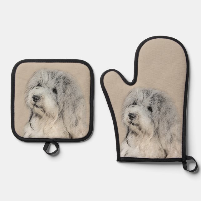 Havanesische Welpe, Havanese, Kubanisch-Bichon, Bi Ofenhandschuh & Topflappen-Set (Vorderseite)