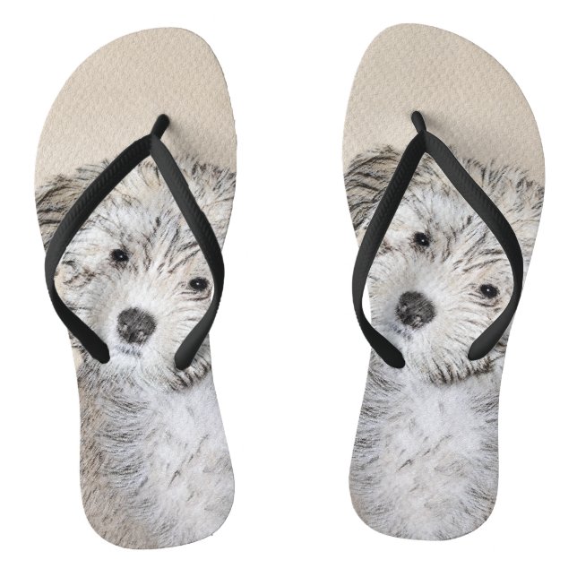 Havanesische Welpenmalerei - Niedliche Original Hu Flip Flops (Fußbett)