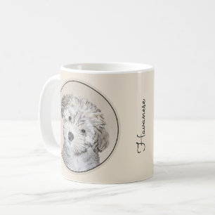 Havanesische Welpenmalerei - Niedliche Original Hu Kaffeetasse