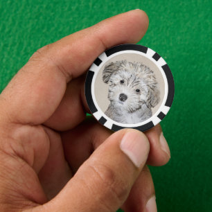 Havanesische Welpenmalerei - Niedliche Original Hu Pokerchips