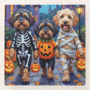 Havanische Hunde Trick-oder-Treating Halloween-Kos Glasuntersetzer