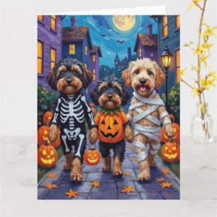 Havanische Hunde Trick-oder-Treating Halloween-Kos Karte