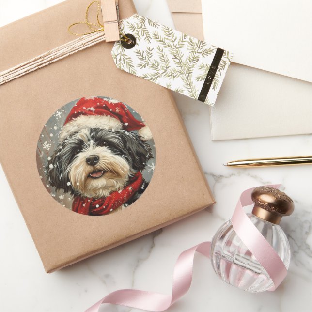 Havanischer Hund Weihnachten Runder Aufkleber (Schenken)