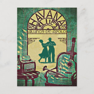 Havanna Blues, Tanzpaar, Party, Vintag Einladungspostkarte