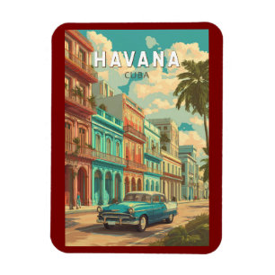 Havanna Kuba Illustration Reise Kunst Vintage Magnet