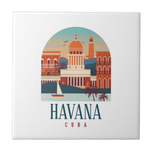 Havanna Kuba Insel Vintag Minimal Retro Stadt Fliese