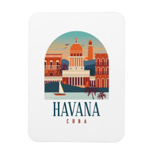 Havanna Kuba Insel Vintag Minimal Retro Stadt Magnet