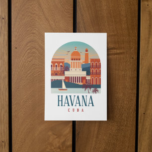 Havanna Kuba Insel Vintag Minimal Retro Stadt Postkarte