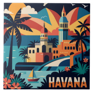Havanna Kuba Insel Vintage Reise Stadt Fliese