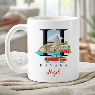 Havanna Kuba Monogramm Buchstabe H Personalisierte Kaffeetasse