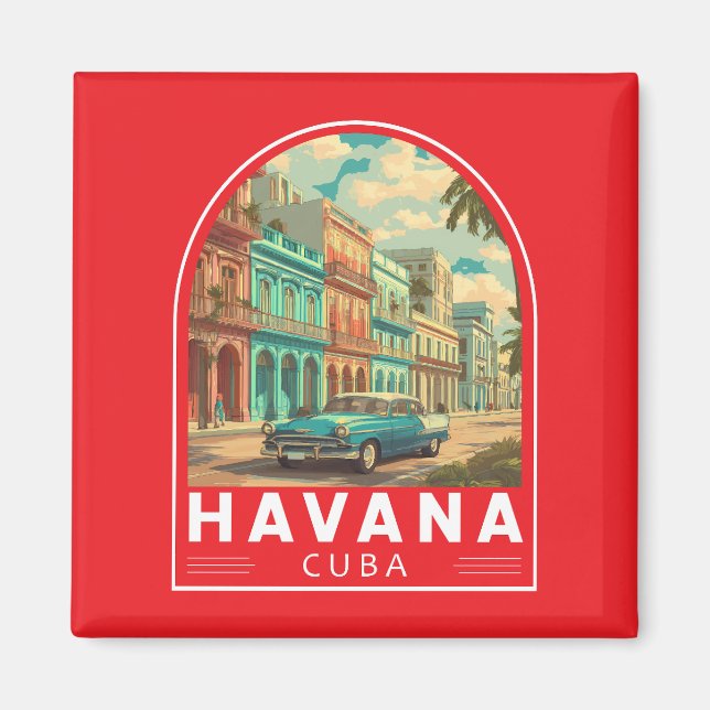 Havanna Kuba Reise Kunst Emblem Magnet (Vorne)