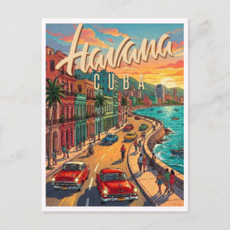Havanna Kuba Reisen im Vintage-Stil Postkarte