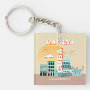 Havanna Kuba Retro Reise Kunst Schlüsselanhänger