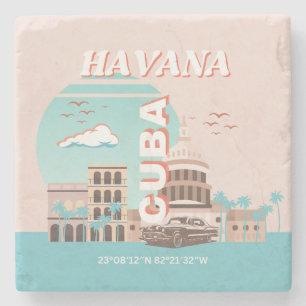 Havanna Kuba Retro Reise Kunst Steinuntersetzer