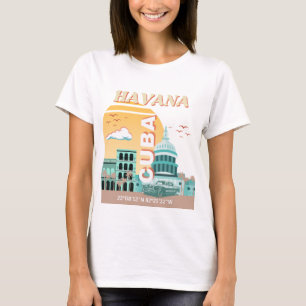 Havanna Kuba Retro Reise Kunst T-Shirt