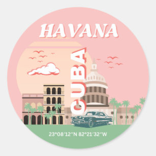 Havanna Kuba Retro Vintage Kunst Runder Aufkleber