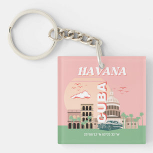 Havanna Kuba Retro Vintage Kunst Schlüsselanhänger