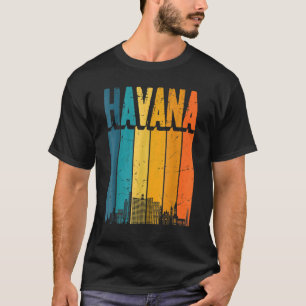 Havanna Kuba Retro Vintage Sonnenuntergang Skyline T-Shirt