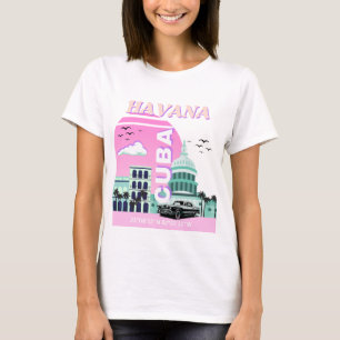 Havanna Kuba Rosa Reise Kunst T-Shirt