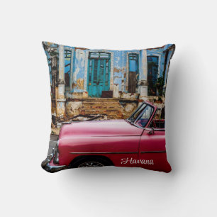 Havanna Kuba Rotes Oldtimer Auto        Kissen