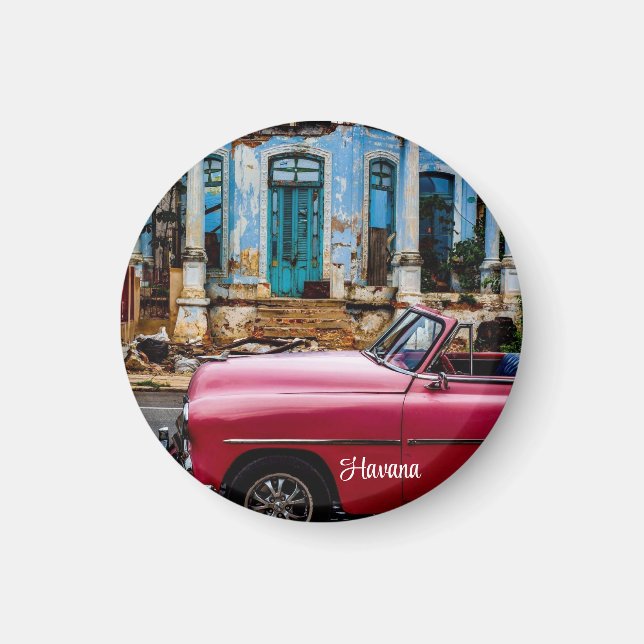 Havanna Kuba Rotes Oldtimer Auto Magnet (Vorne)