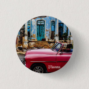 Havanna Kuba Rotes Vintage-Auto Button