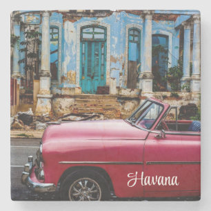 Havanna Kuba Rotes Vintage-Auto Steinuntersetzer