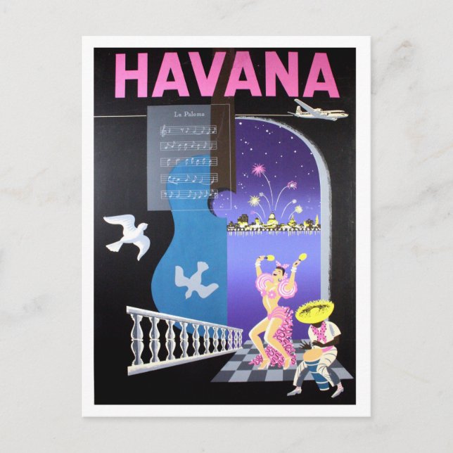 Havanna, Kuba, Tanzabende, Vintage Fluggesellschaf Postkarte (Vorderseite)