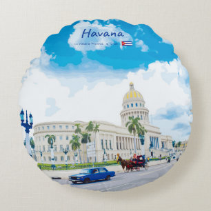 Havanna, Kuba - Vintage Classic Soul Rundes Kissen