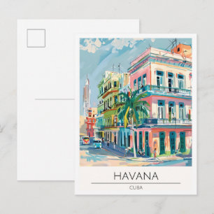 Havanna Kuba Vintage-Kunst-Illustration Reise Postkarte