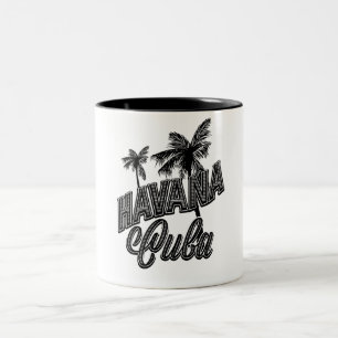 Havanna Kuba Vintage-Schriftart-Kunst. Zweifarbige Tasse