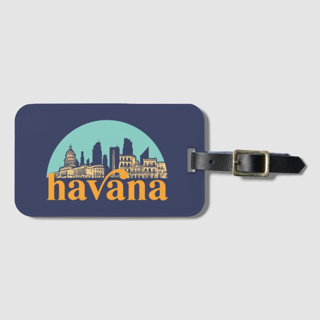 Havanna Kuba Vintage Stadt Skyline Stadtbild Kunst Gepäckanhänger (Vorderseite (Horizontal))