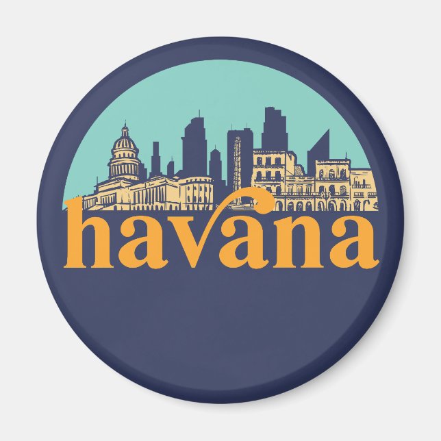 Havanna Kuba Vintage Stadt Skyline Stadtbild Kunst Magnet (Vorne)
