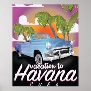 Havanna, Kuba Vintages Auto Ferien Poster