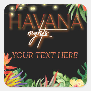 Havanna Nächte, Havanna Nächte Party, Tropisch  Quadratischer Aufkleber