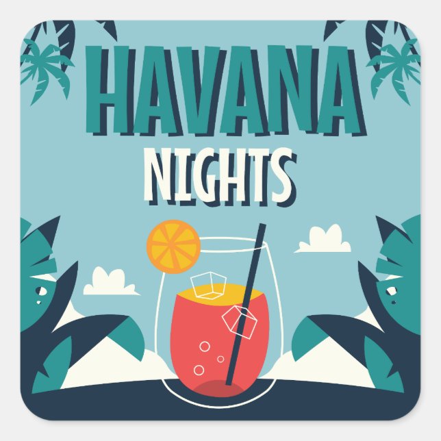 "Havanna Nights" Quadratischer Aufkleber (Vorderseite)
