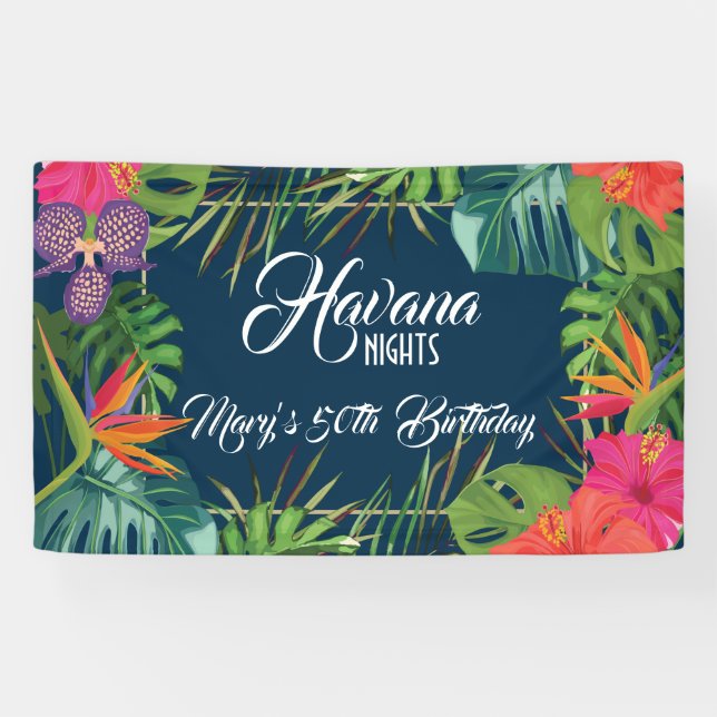Havanna Nights Tropical Birthday Banner (Horizontal)