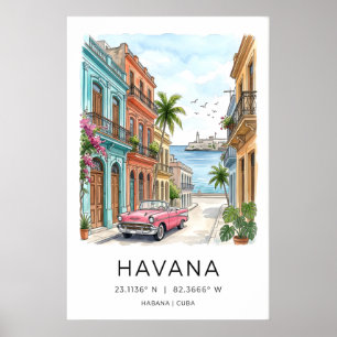 Havanna-Wandkunst Classic Car, Pastellstraße Poster