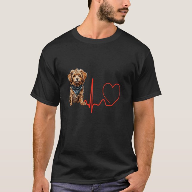 Havapoo Dog Heartbeat EKG Funny Dogs Eigentümer Lo T-Shirt (Vorderseite)