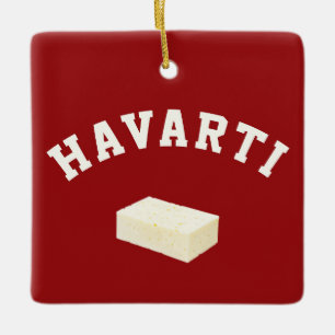 Havarti funny college team cheese block logo keramikornament