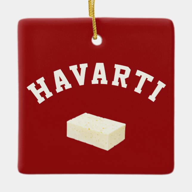 Havarti funny college team cheese block logo keramikornament (Vorderseite)