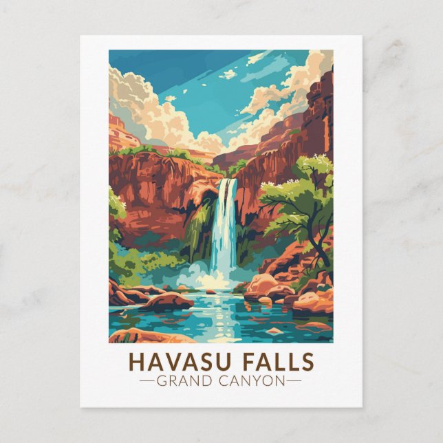 Havasu Falls Grand Canyon Kunst, Dichtung und Musi Postkarte (Vorderseite)