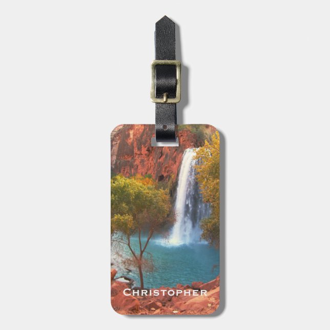 Havasu Falls Waterfall Arizona Southwest Name Bag Gepäckanhänger (Vorderseite vertikal)