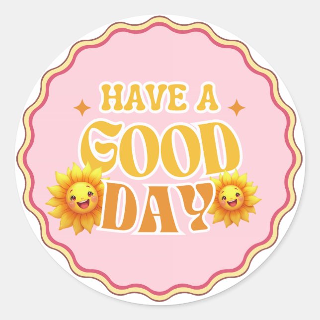 Have a Good Day – Cute Sunshine Flower Sticker (Vorderseite)