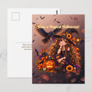 Have a Magical Halloween Cute Witch Postkarte