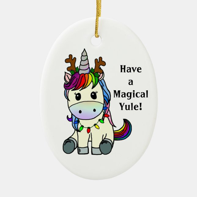 Have a Magical Yule Unicorn Ceramic Ornament (Vorne)