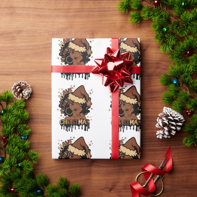 have a melanin christmas black mrs santa claus geschenkpapier (Feiertagsgeschenk)