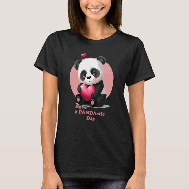Have a Pandastic Day Cute Valentines Day Panda Hea T-Shirt (Vorderseite)