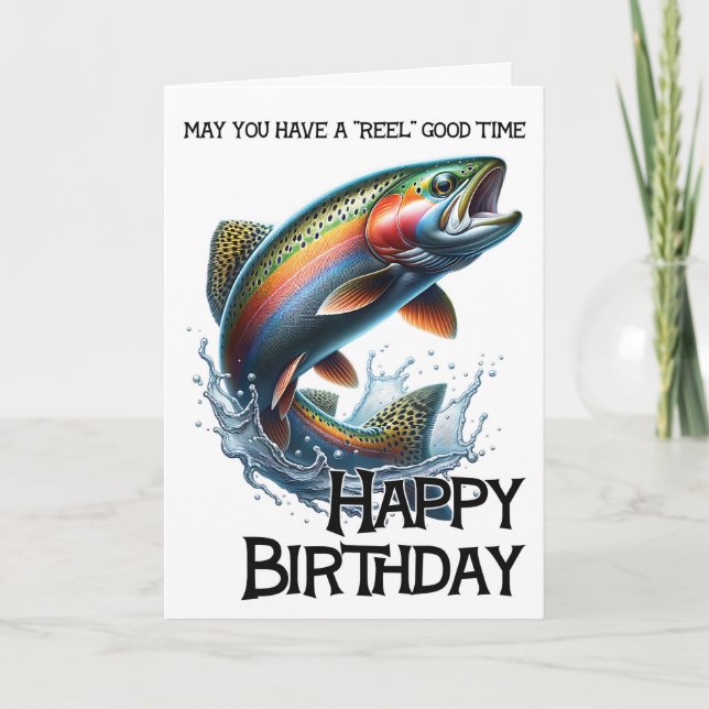 Have A Reel Good Birthday Card With Trout Karte (Vorderseite)